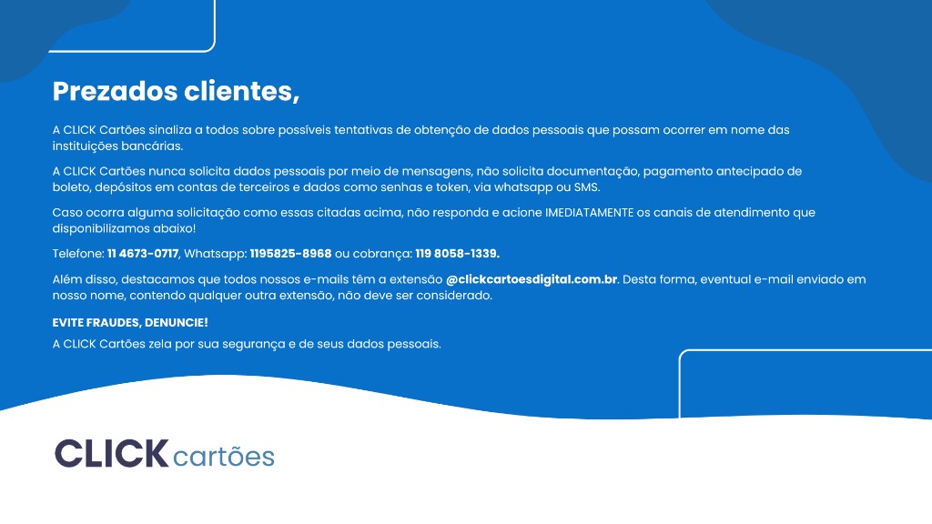 Comunicado Click Cartoes